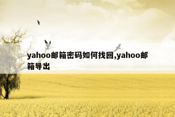 yahoo邮箱密码如何找回,yahoo邮箱导出