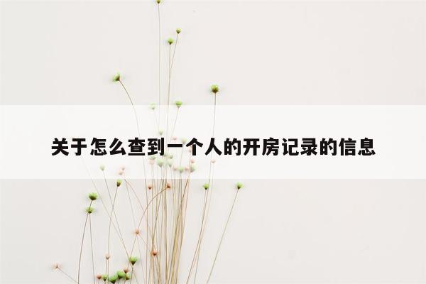 关于怎么查到一个人的开房记录的信息