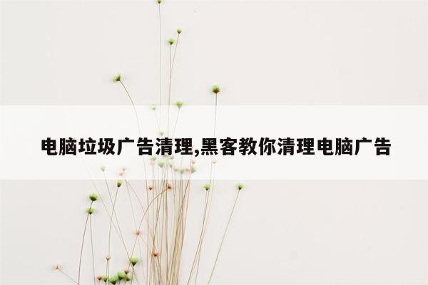 电脑垃圾广告清理,黑客教你清理电脑广告