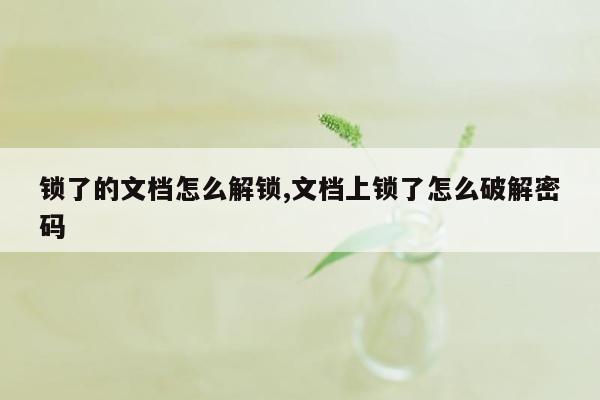 锁了的文档怎么解锁,文档上锁了怎么破解密码