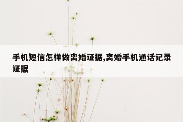 手机短信怎样做离婚证据,离婚手机通话记录证据