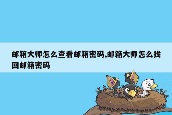 邮箱大师怎么查看邮箱密码,邮箱大师怎么找回邮箱密码