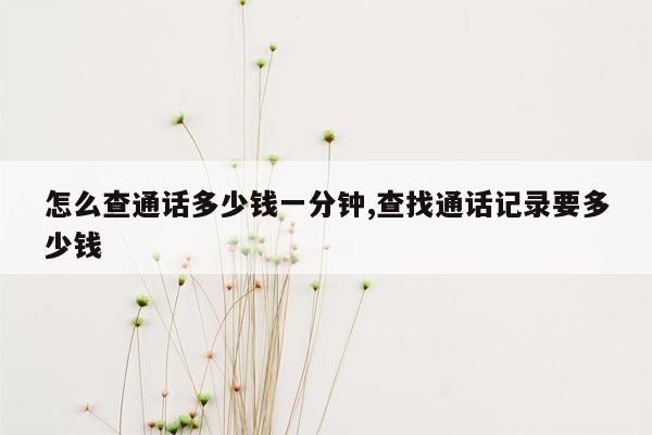 怎么查通话多少钱一分钟,查找通话记录要多少钱