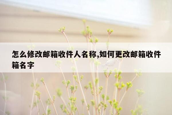 怎么修改邮箱收件人名称,如何更改邮箱收件箱名字