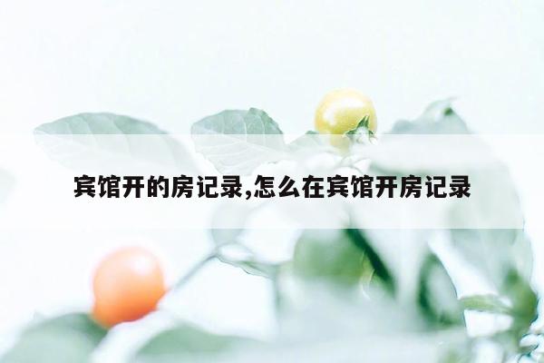 宾馆开的房记录,怎么在宾馆开房记录