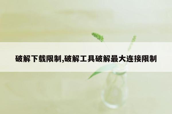 破解下载限制,破解工具破解最大连接限制