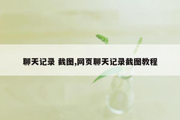 聊天记录 截图,网页聊天记录截图教程