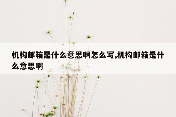 机构邮箱是什么意思啊怎么写,机构邮箱是什么意思啊