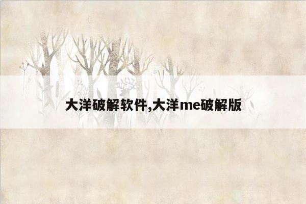 大洋破解软件,大洋me破解版