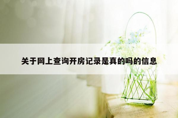 关于网上查询开房记录是真的吗的信息