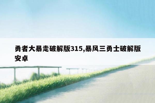 勇者大暴走破解版315,暴风三勇士破解版安卓