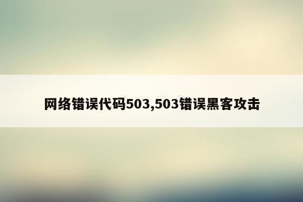 网络错误代码503,503错误黑客攻击