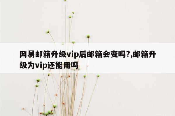 网易邮箱升级vip后邮箱会变吗?,邮箱升级为vip还能用吗