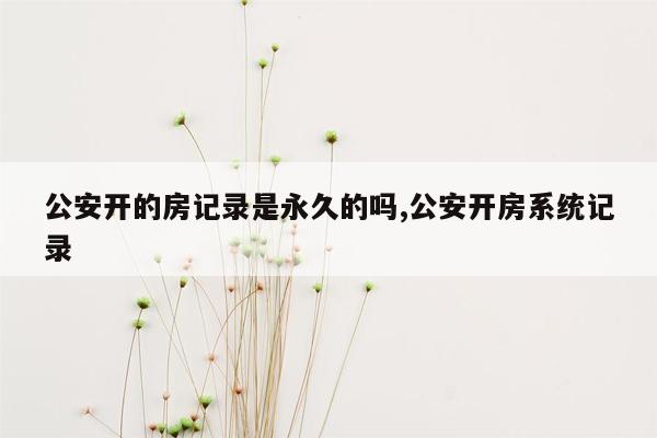 公安开的房记录是永久的吗,公安开房系统记录