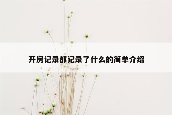 开房记录都记录了什么的简单介绍