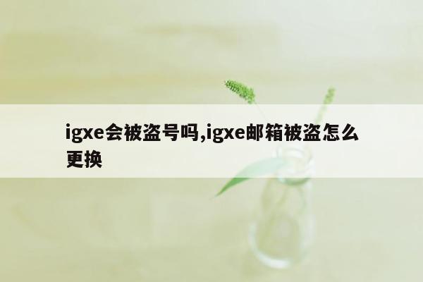 igxe会被盗号吗,igxe邮箱被盗怎么更换