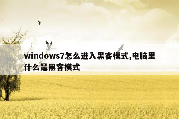 windows7怎么进入黑客模式,电脑里什么是黑客模式