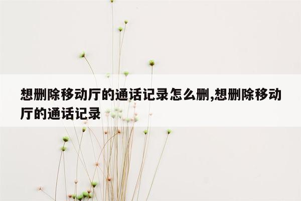 想删除移动厅的通话记录怎么删,想删除移动厅的通话记录