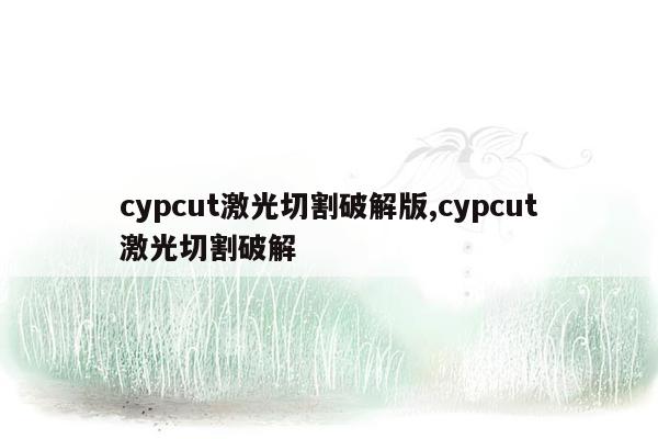 cypcut激光切割破解版,cypcut激光切割破解