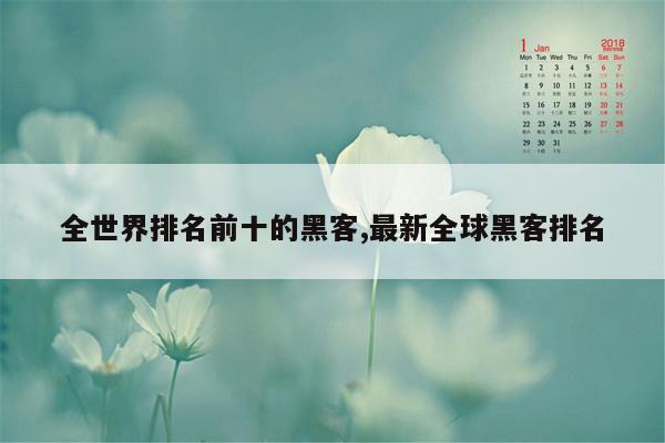 全世界排名前十的黑客,最新全球黑客排名