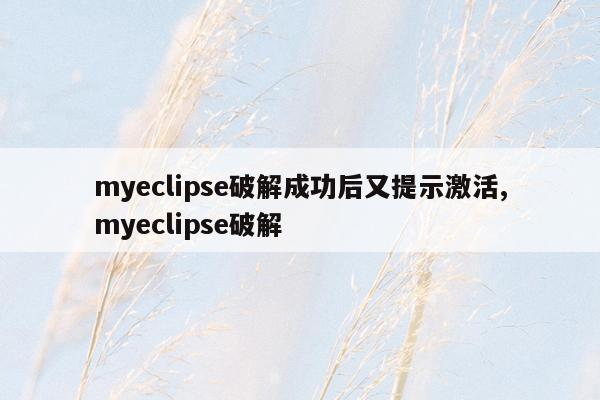 myeclipse破解成功后又提示激活,myeclipse破解