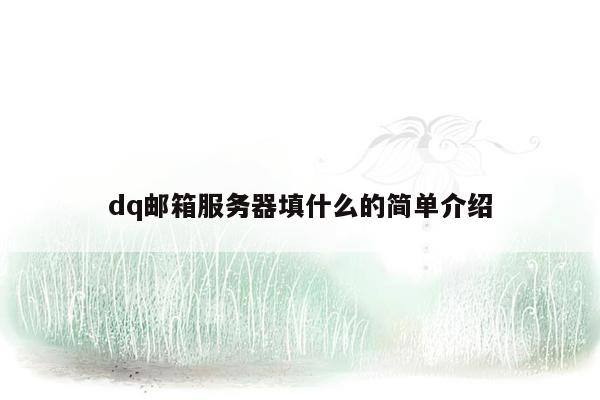 dq邮箱服务器填什么的简单介绍