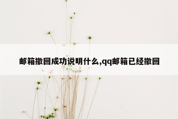 邮箱撤回成功说明什么,qq邮箱已经撤回