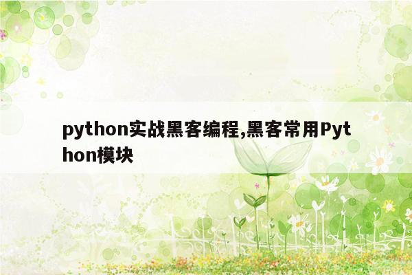 python实战黑客编程,黑客常用Python模块