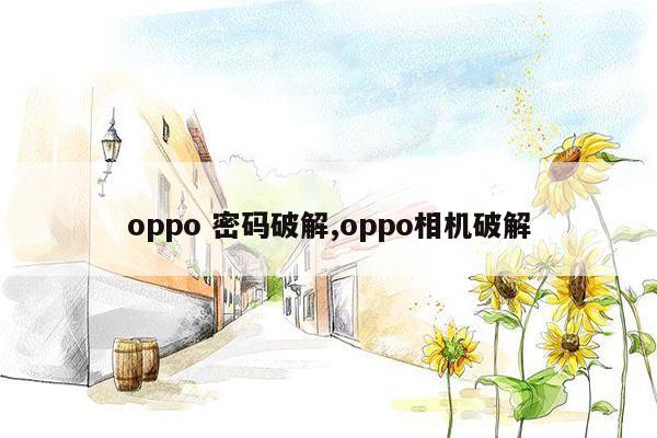 oppo 密码破解,oppo相机破解