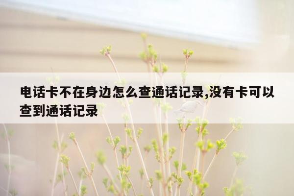 电话卡不在身边怎么查通话记录,没有卡可以查到通话记录