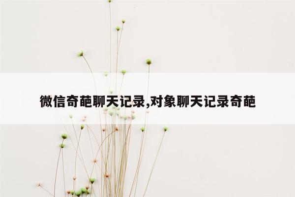 微信奇葩聊天记录,对象聊天记录奇葩