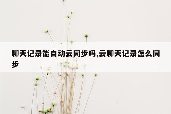 聊天记录能自动云同步吗,云聊天记录怎么同步