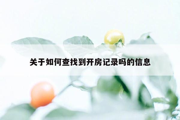 关于如何查找到开房记录吗的信息