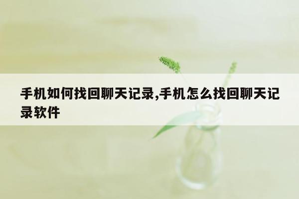 手机如何找回聊天记录,手机怎么找回聊天记录软件