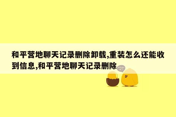 和平营地聊天记录删除卸载,重装怎么还能收到信息,和平营地聊天记录删除