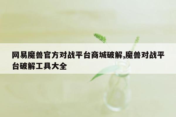 网易魔兽官方对战平台商城破解,魔兽对战平台破解工具大全