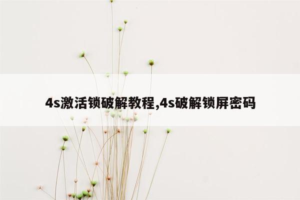 4s激活锁破解教程,4s破解锁屏密码