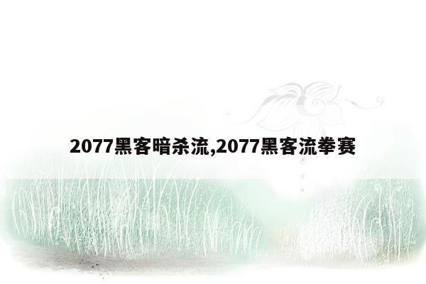 2077黑客暗杀流,2077黑客流拳赛