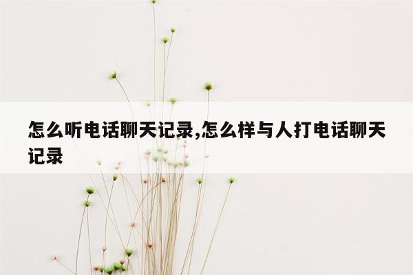 怎么听电话聊天记录,怎么样与人打电话聊天记录