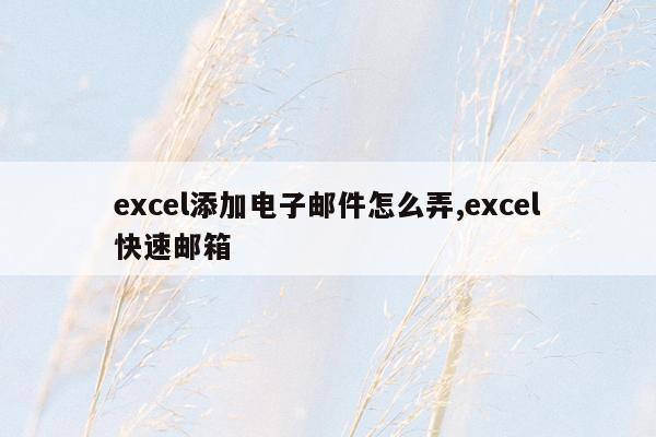 excel添加电子邮件怎么弄,excel快速邮箱