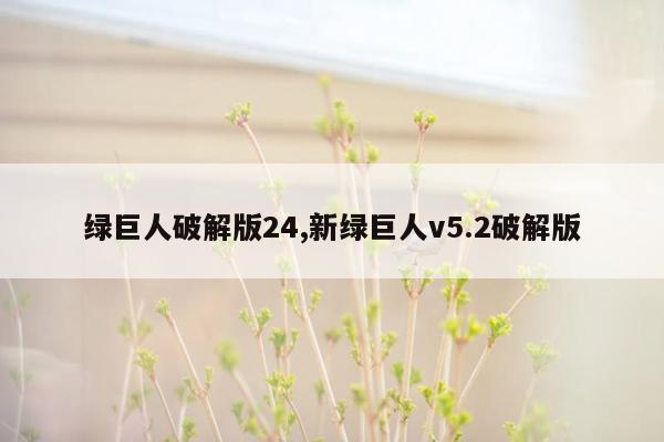 绿巨人破解版24,新绿巨人v5.2破解版