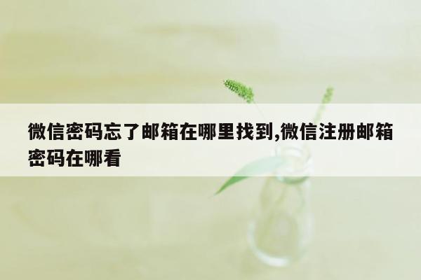 微信密码忘了邮箱在哪里找到,微信注册邮箱密码在哪看