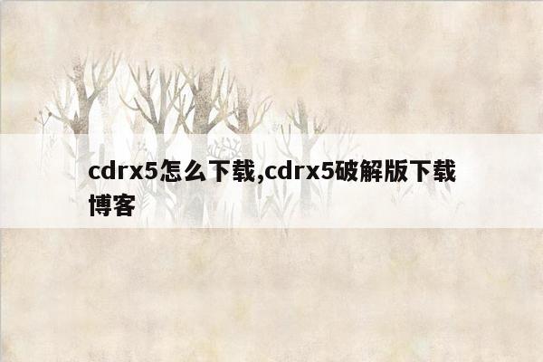 cdrx5怎么下载,cdrx5破解版下载博客