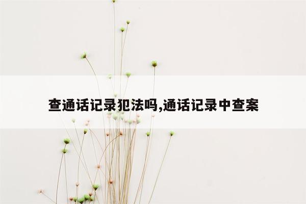 查通话记录犯法吗,通话记录中查案