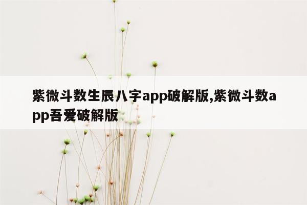 紫微斗数生辰八字app破解版,紫微斗数app吾爱破解版