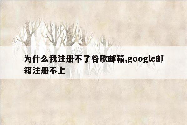 为什么我注册不了谷歌邮箱,google邮箱注册不上