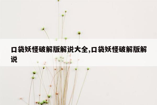 口袋妖怪破解版解说大全,口袋妖怪破解版解说