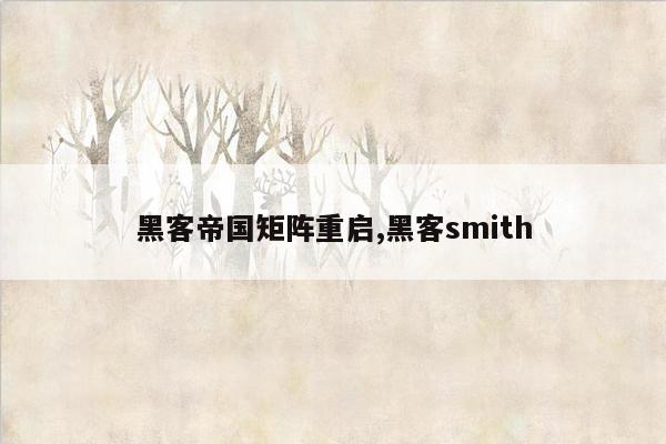 黑客帝国矩阵重启,黑客smith