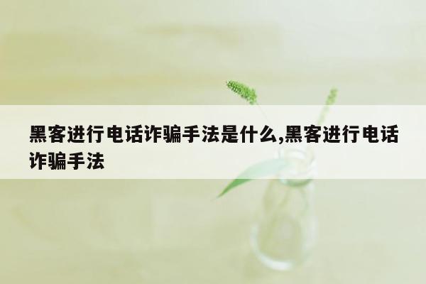 黑客进行电话诈骗手法是什么,黑客进行电话诈骗手法