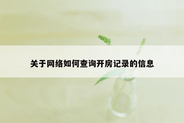 关于网络如何查询开房记录的信息